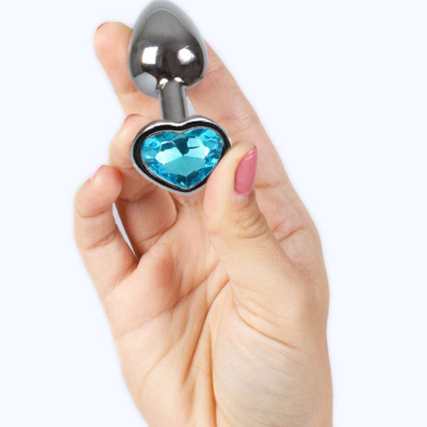 SECRETPLAY TOYS – secretplay - metalinis analinis kamštis mėlynas širdutės mažas 7 cm - Image 3