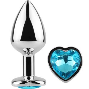 SECRETPLAY TOYS – secretplay - metalinis analinis kamštis mėlynas širdutės mažas 7 cm