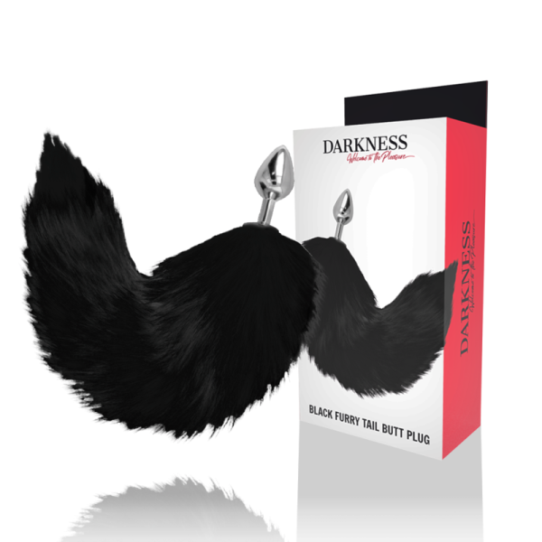 DARKNESS ANAL – darkness - sidabrinis analinis kiškis 8 cm su juoda uodega