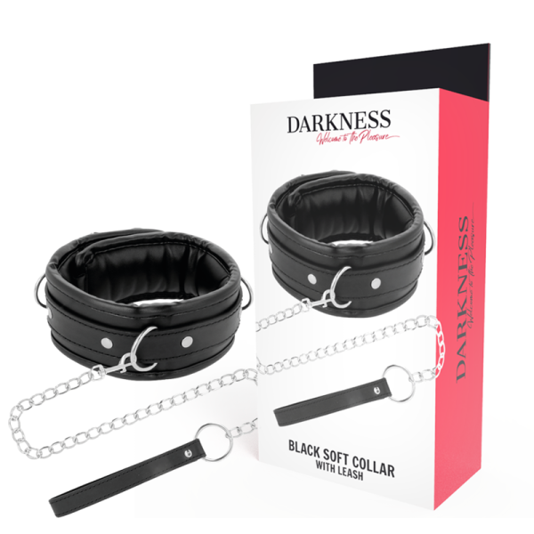 DARKNESS BONDAGE – darkness - minkštas oda kaklaraštis su grandine