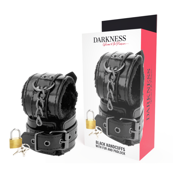 DARKNESS BONDAGE – darkness - juodi reguliuojami odiniai ankletai su užraktu
