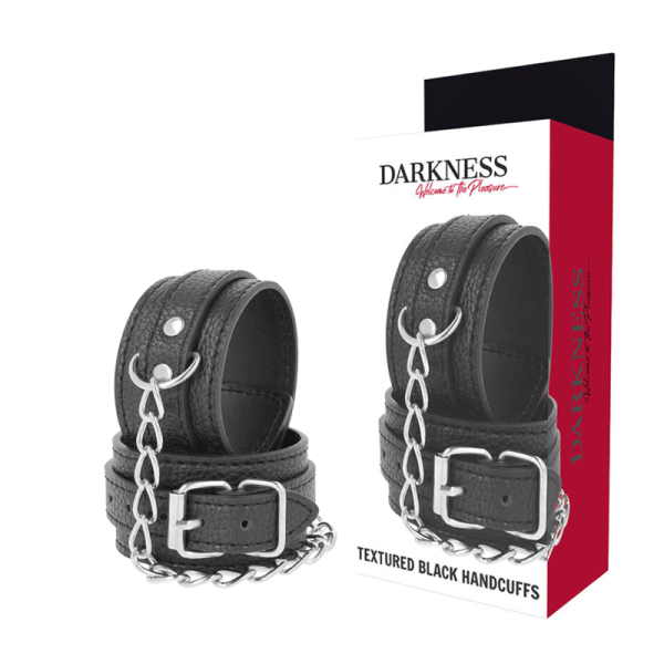 DARKNESS BONDAGE – darkness - juodi textūruoti odos ankletai