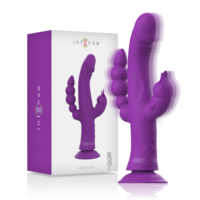 INTENSE FUN – intense - kasanova trišalis silikoninis vibratorius purpurinis