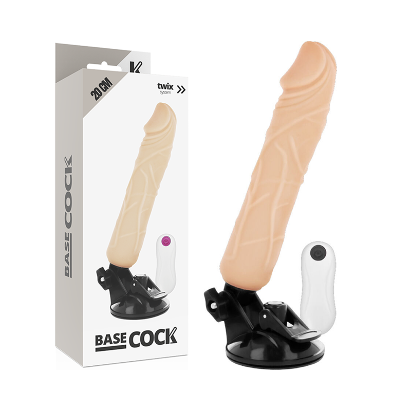 BASECOCK – realistiškas vibratorius su nuotoliniu valdymu kūno spalvos 20 cm -o- 4 cm