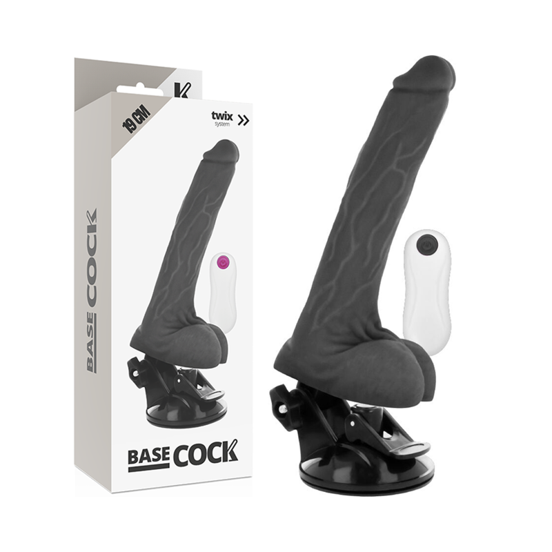BASECOCK – realistiškas vibratorius su nuotoliniu valdymu juodas 19 cm -o- 4 cm