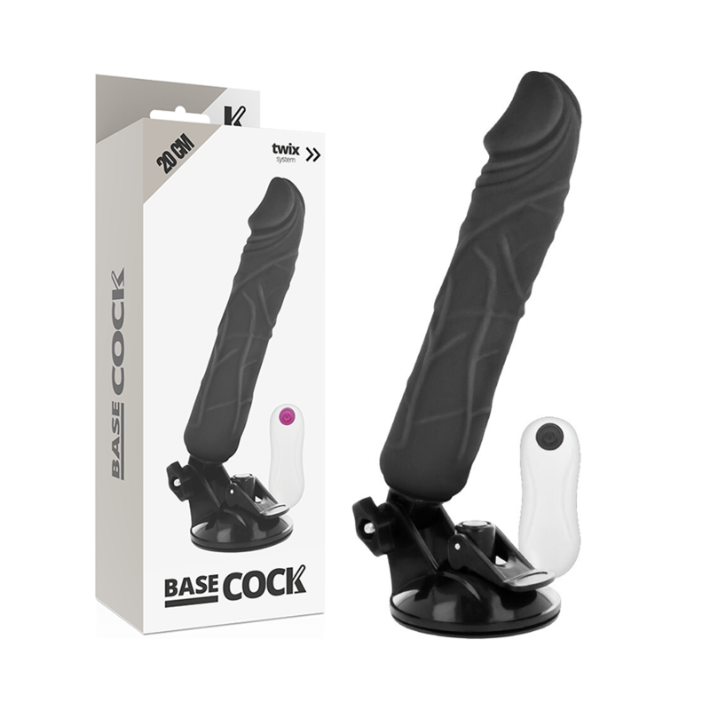 BASECOCK – realistiškas vibratorius nuotoliniu valdymu juodas 20 cm -o- 4 cm