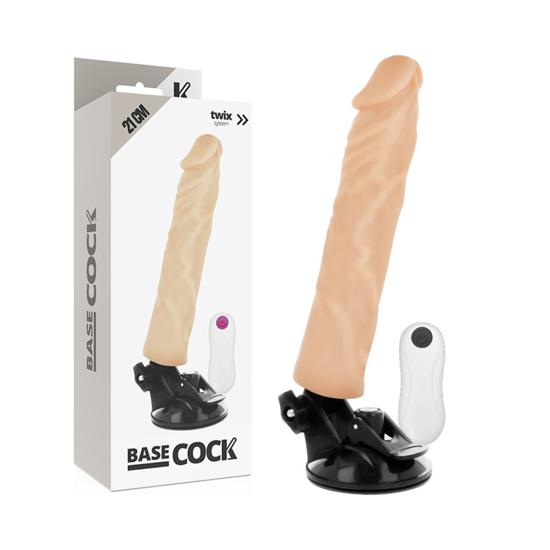 BASECOCK – realistiškas vibratorius su nuotoliniu valdymu kūno spalvos 21 cm -o- 4 cm