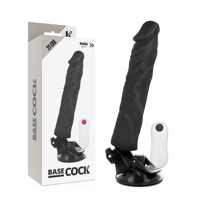 BASECOCK – realistiškas vibratorius nuotoliniu valdymu juodas 21 cm -o- 4 cm