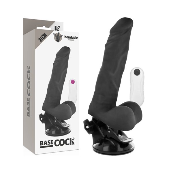 BASECOCK – vibratorius su nuotoliniu valdymu juodas 21 cm -o- 5 cm