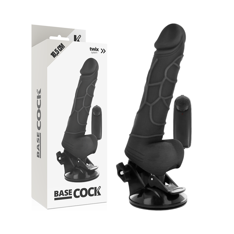 BASECOCK – realistiškas vibratorius nuotoliniu valdymu juodas 18.5 cm -o- 4cm