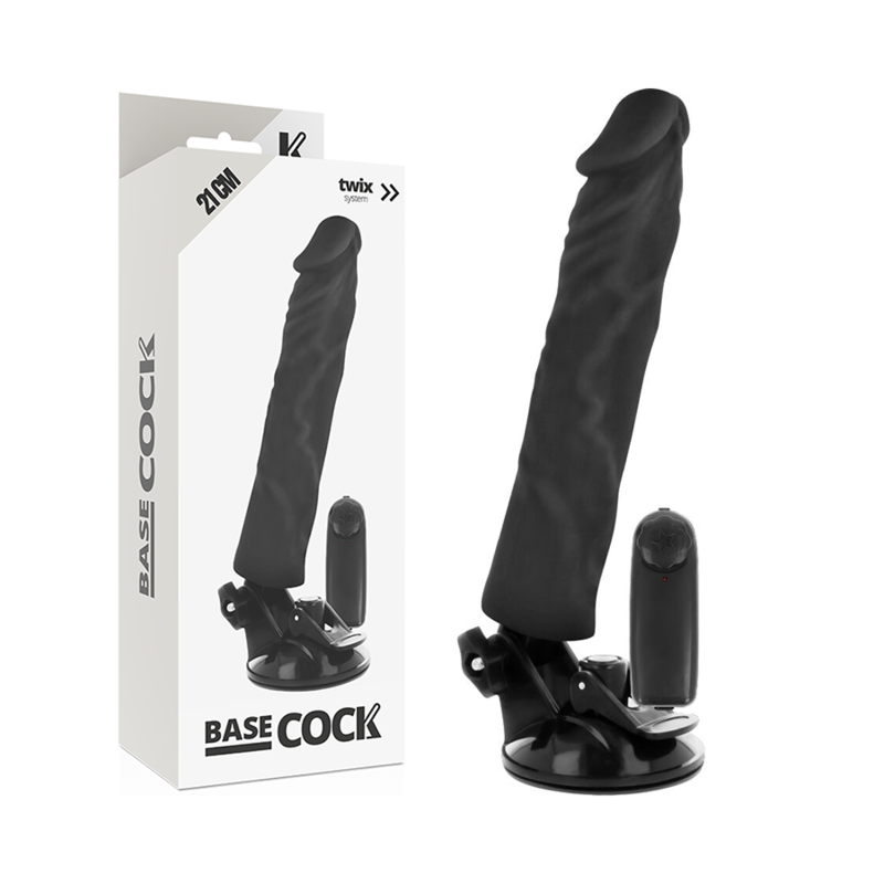 BASECOCK – realistiškas vibratorius su nuotoliniu valdymu juodas 21 cm -o- 4 cm