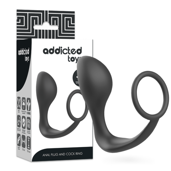 ADDICTED TOYS – analinis kamštis su juodu silikono žiedu