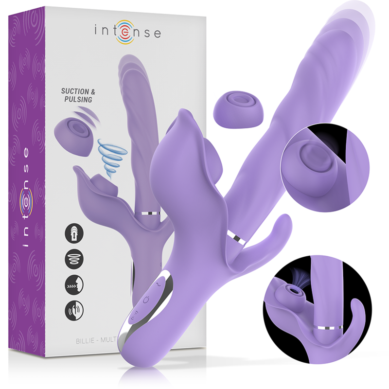 INTENSE FUN – intense - billie įkraunamas multifunkcinis vibratorius su stimuliuojančiomis bangomis ir purpuriniu mygtuku