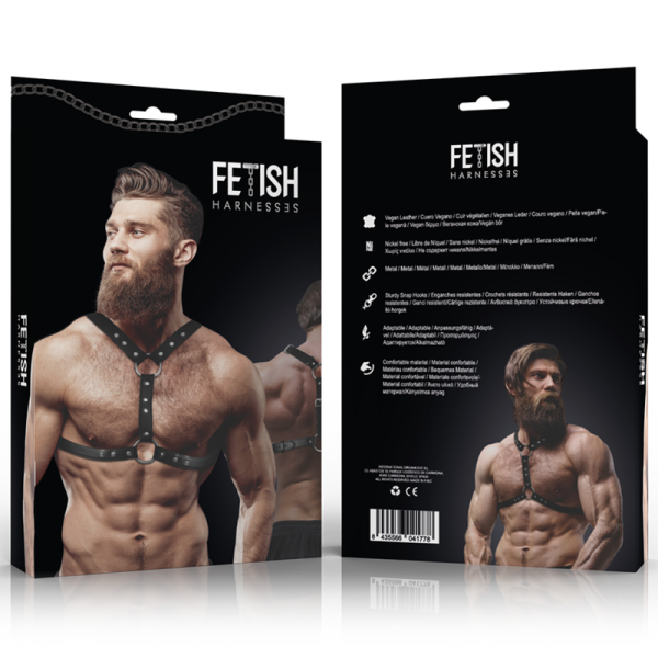 FETISH SUBMISSIVE ATTITUDE – eko-oda krūtinės diržas su dviem palaikymais ir kalvėmis vyrams - Image 2