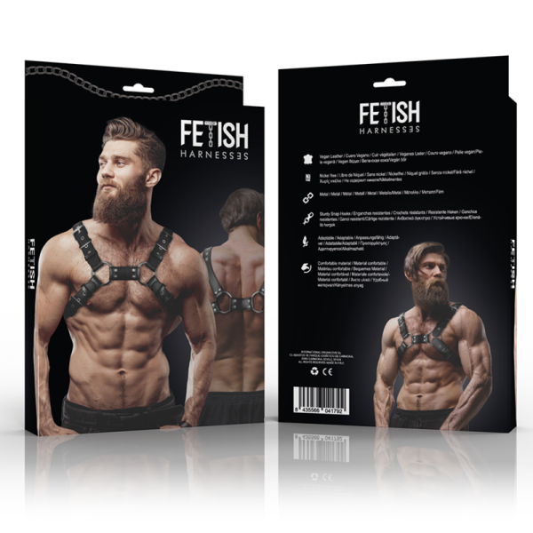 FETISH SUBMISSIVE ATTITUDE – vyriškas reguliuojamas eko-odos krūtinės harness - Image 2