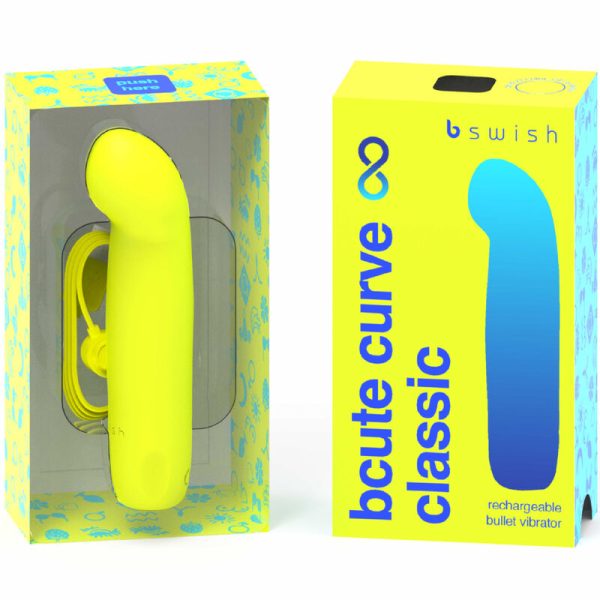 B SWISH – bcute kreivė be galo klasikinis įkraunamas silikoninis vibratorius geltonas - Image 2