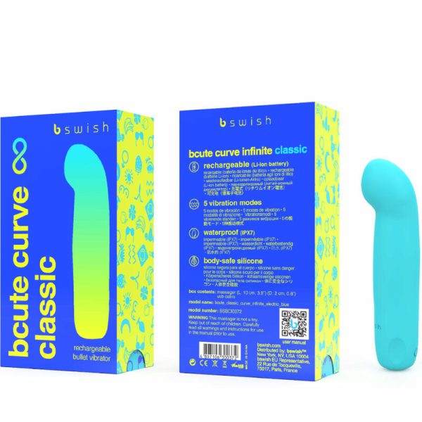 B SWISH – bcute kreivė be galo klasikinis įkraunamas vibratorius mėlynas silikonas - Image 3