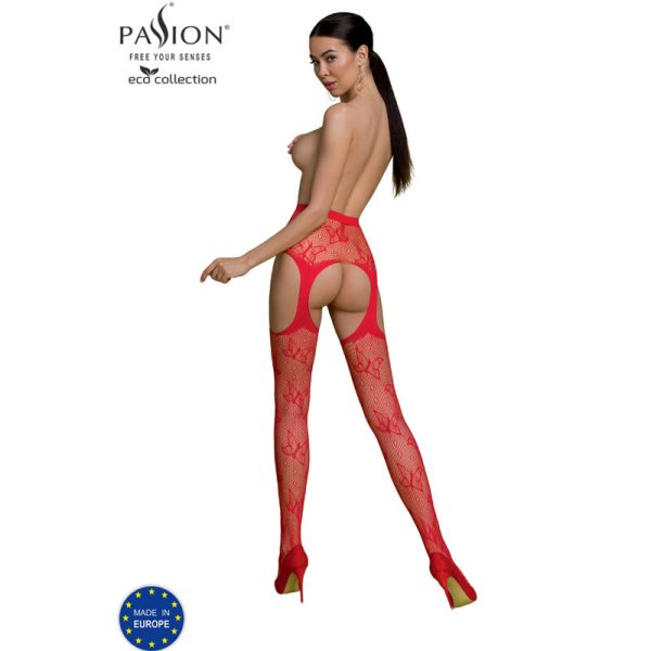 PASSION WOMAN GARTER & STOCK – passion - eko kolekcija kūno kostiumas eko s001 raudonas - Image 2