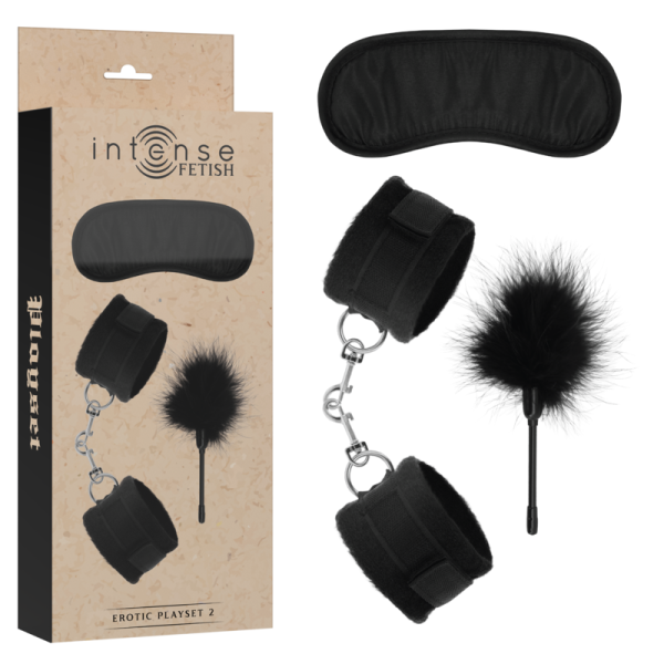 INTENSE FETISH – intense - fetish erotinis žaidimų rinkinys 2 su ankleistėmis, akląja mase, ir kiku