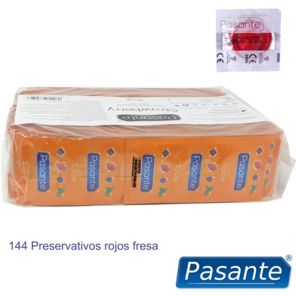PASANTE – aromatizuoti kondomai braškių pakuotė 144 vienetai - Image 3