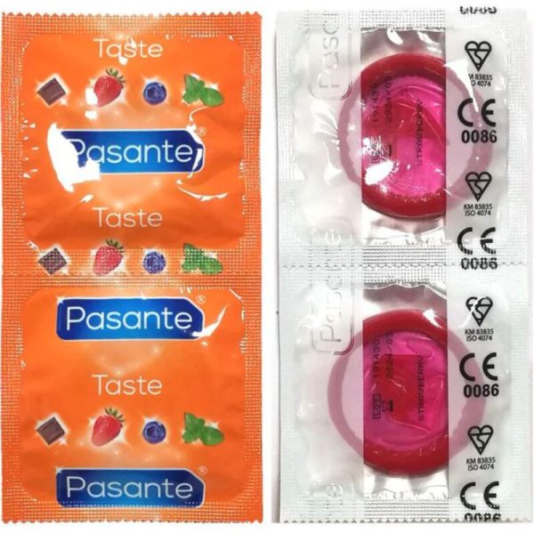 PASANTE – aromatizuoti kondomai braškių pakuotė 144 vienetai