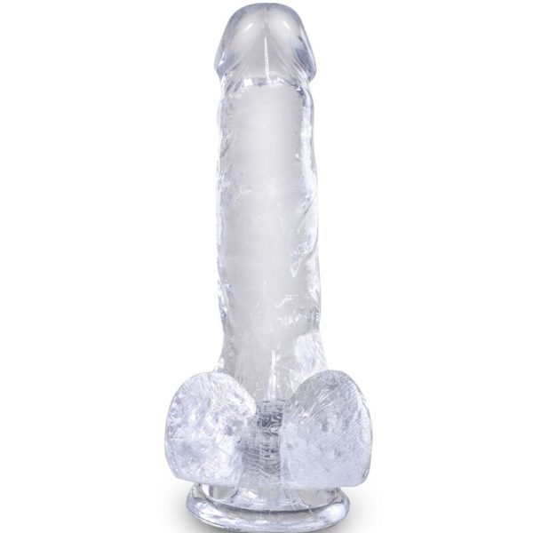 KING COCK – aiškus realistiškas penis su kiaušiniais 13.5 cm permatomas - Image 2