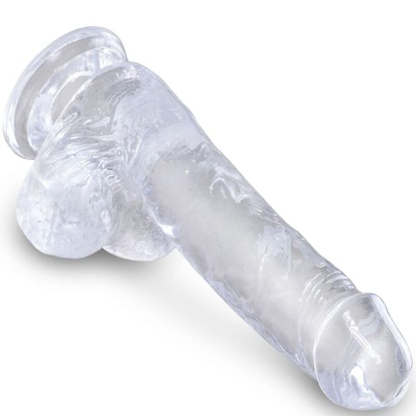 KING COCK – aiškus realistiškas penis su kiaušiniais 13.5 cm permatomas - Image 3