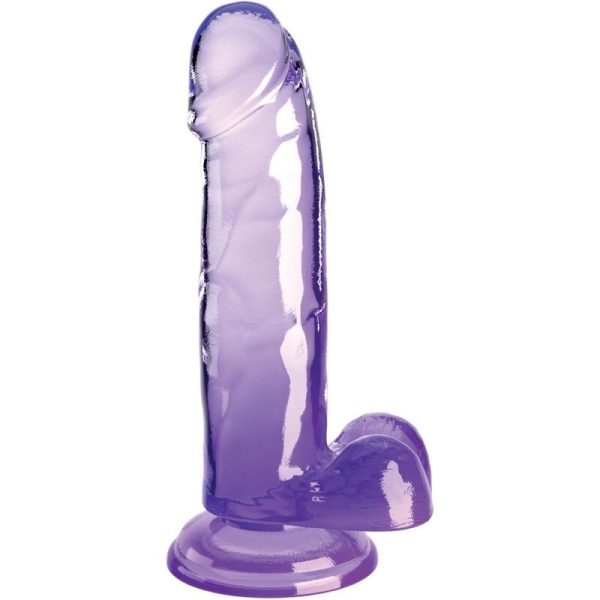 KING COCK – aiškus realistiškas penis su kiaušiniais 15.2 cm purpurinis