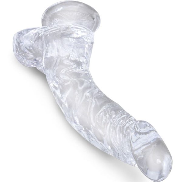 KING COCK – aiškus realistiškas kreivas penisas su kiaušiniais 16.5 cm permatomas - Image 2