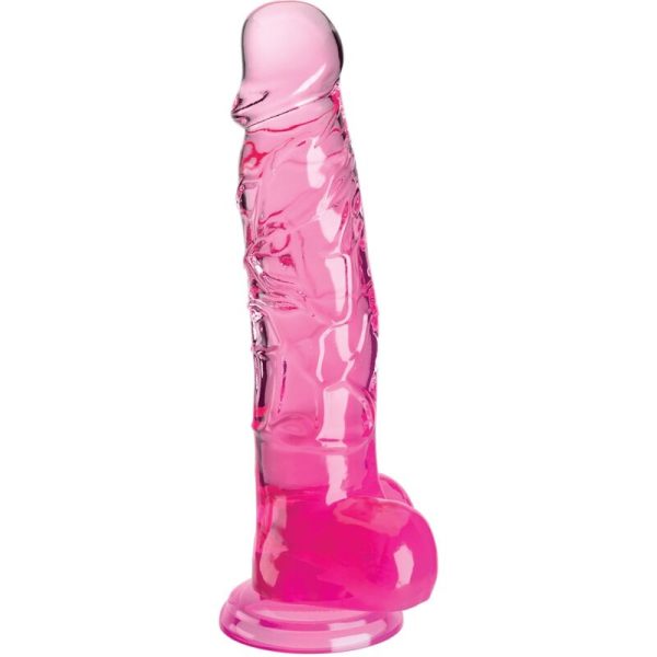 KING COCK – aiškus realistiškas penis su kiaušiniais 16.5 cm rožinis