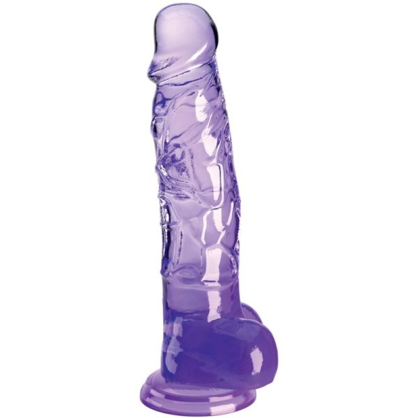 KING COCK – aiškus realistiškas penis su kiaušiniais 16.5 cm purpurinis