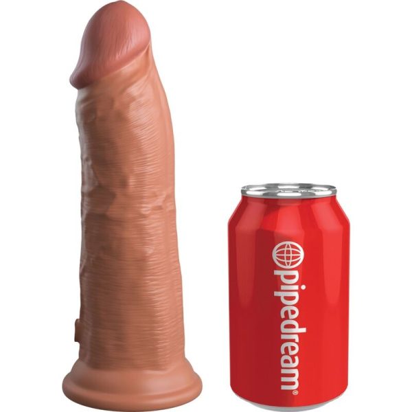 KING COCK – elitinis realistiškas vibruojantis dildas silikonas 20.3 cm karamelė