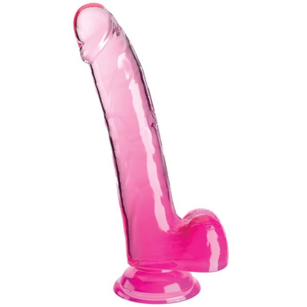 KING COCK – aiškus dildo su kiaušiniais 20.3 cm rožinis