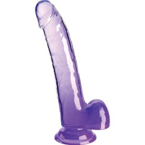 KING COCK - Skaidrus dildo su sėklidėmis 20.3 cm violetinis