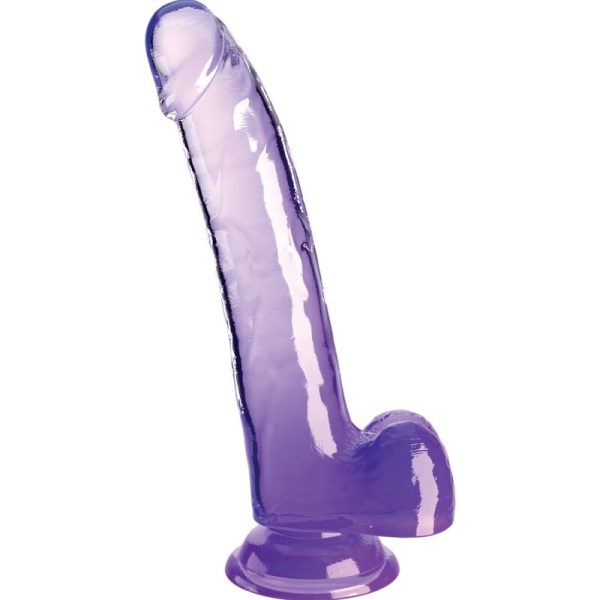 KING COCK – aiškus dildas su kiaušiniais 20.3 cm purpurinis
