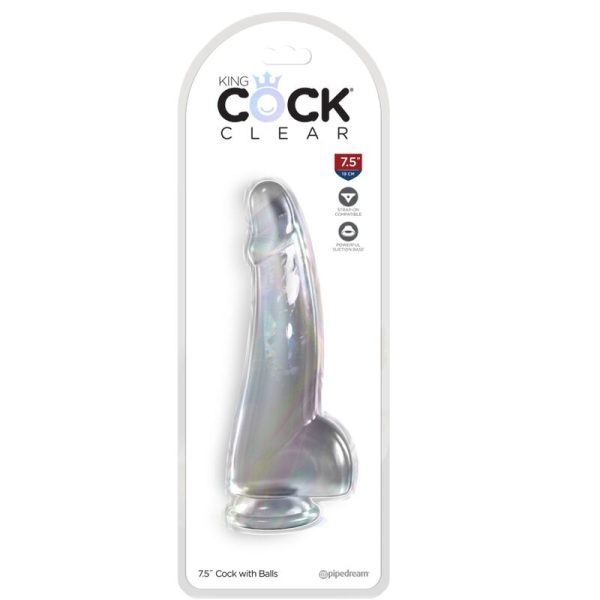 KING COCK – skaidrus dildas su kiaušiniais 15.2 cm - Image 2