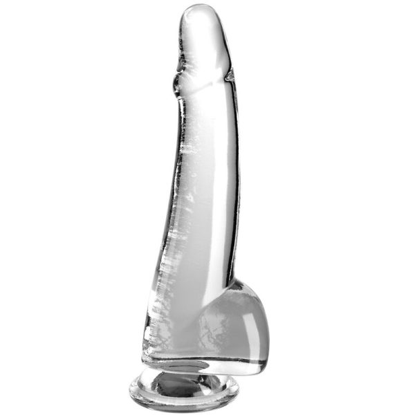 KING COCK – aiškus dildas su kiaušiniais 19 cm permatomas