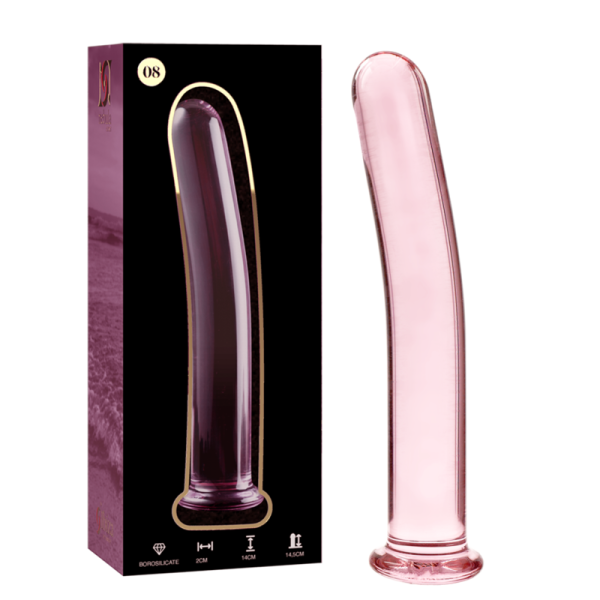 NEBULA SERIES BY IBIZA – modelis 8 dildo iš borosilikato stiklo rožinis 14.5 cm -o- 2 cm
