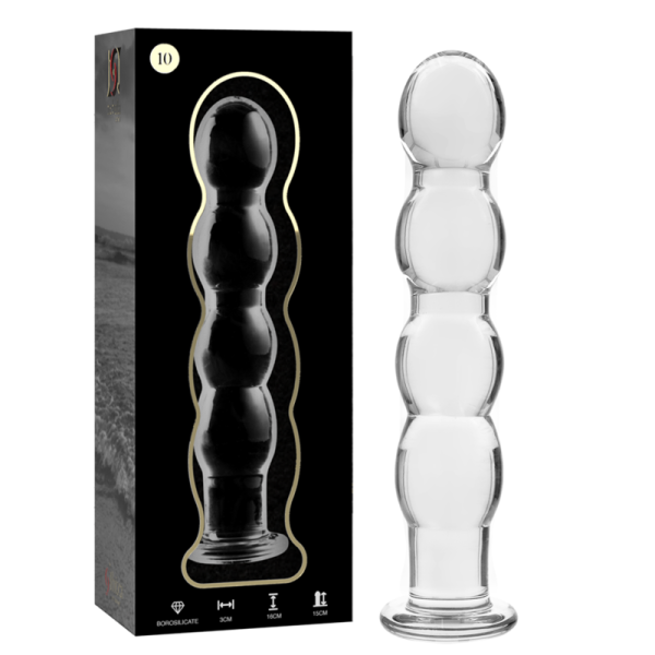 NEBULA SERIES BY IBIZA – modelis 10 dildo iš borosilikato stiklo aiškus 16.5 cm -o- 3.5 cm