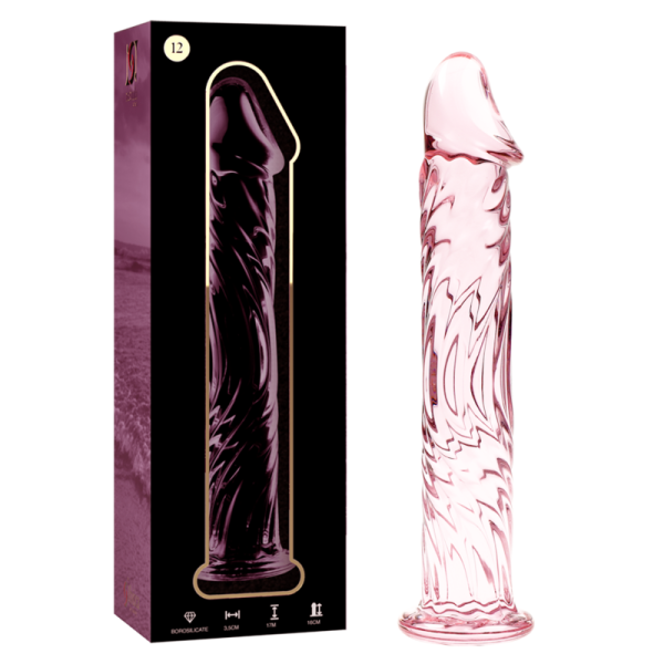 NEBULA SERIES BY IBIZA – modelis 12 dildo iš borosilikato stiklo rožinis 17 cm -o- 3.5 cm
