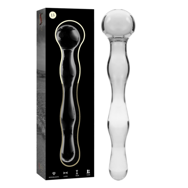 NEBULA SERIES BY IBIZA – modelis 13 dildo iš borosilikato stiklo aiškus 18 cm -o- 3.5 cm