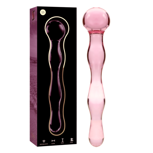 NEBULA SERIES BY IBIZA – modelis 13 dildo iš borosilikato stiklo rožinis 18 cm -o- 3.5 cm