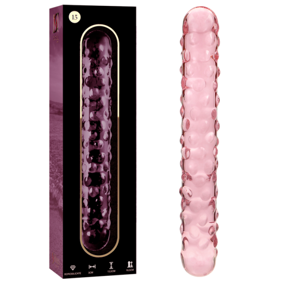 NEBULA SERIES BY IBIZA – modelis 15 dildo iš borosilikato stiklo rožinis 18.5 cm -o- 3 cm