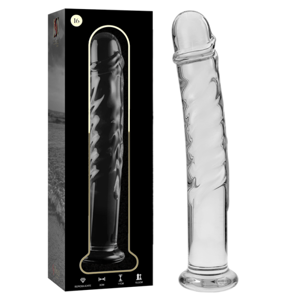 NEBULA SERIES BY IBIZA – modelis 16 dildo iš borosilikato stiklo aiškus 18.5 cm -o- 3 cm