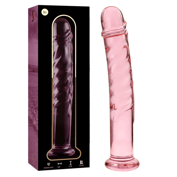 NEBULA SERIES BY IBIZA – modelis 16 dildo iš borosilikato stiklo rožinis 18.5 cm -o- 3 cm