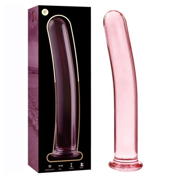 NEBULA SERIES BY IBIZA – modelis 17 dildo iš borosilikato stiklo rožinis 18,5 cm -o- 3 cm