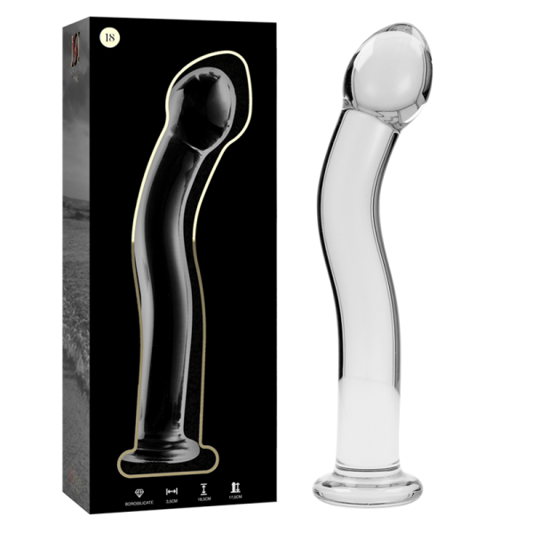 NEBULA SERIES BY IBIZA – modelis 18 dildo iš borosilikato stiklo aiškus 18.5 cm -o- 3.5 cm