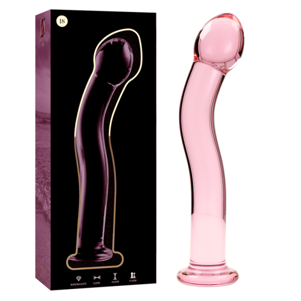 NEBULA SERIES BY IBIZA – modelis 18 dildo iš borosilikato stiklo rožinis 18.5 cm -o- 3.5 cm
