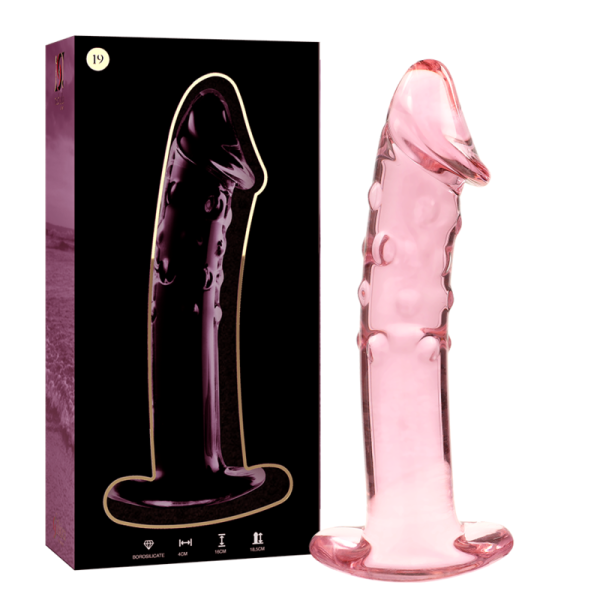 NEBULA SERIES BY IBIZA – modelis 19 dildo borosilikatinis stiklas rožinis 18.5 cm -o- 4 cm