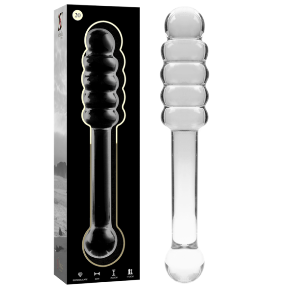NEBULA SERIES BY IBIZA – modelis 20 dildo iš borosilikato stiklo aiškus 20.5 cm -o- 3 cm